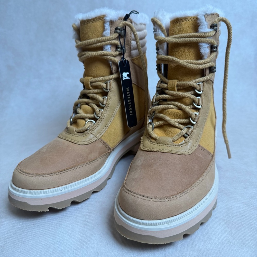 Sorel Lennox Lace Cozy WP Boots Geo Yellow Curry 7.5 Waterproof Insulated - Picture 5 of 14
